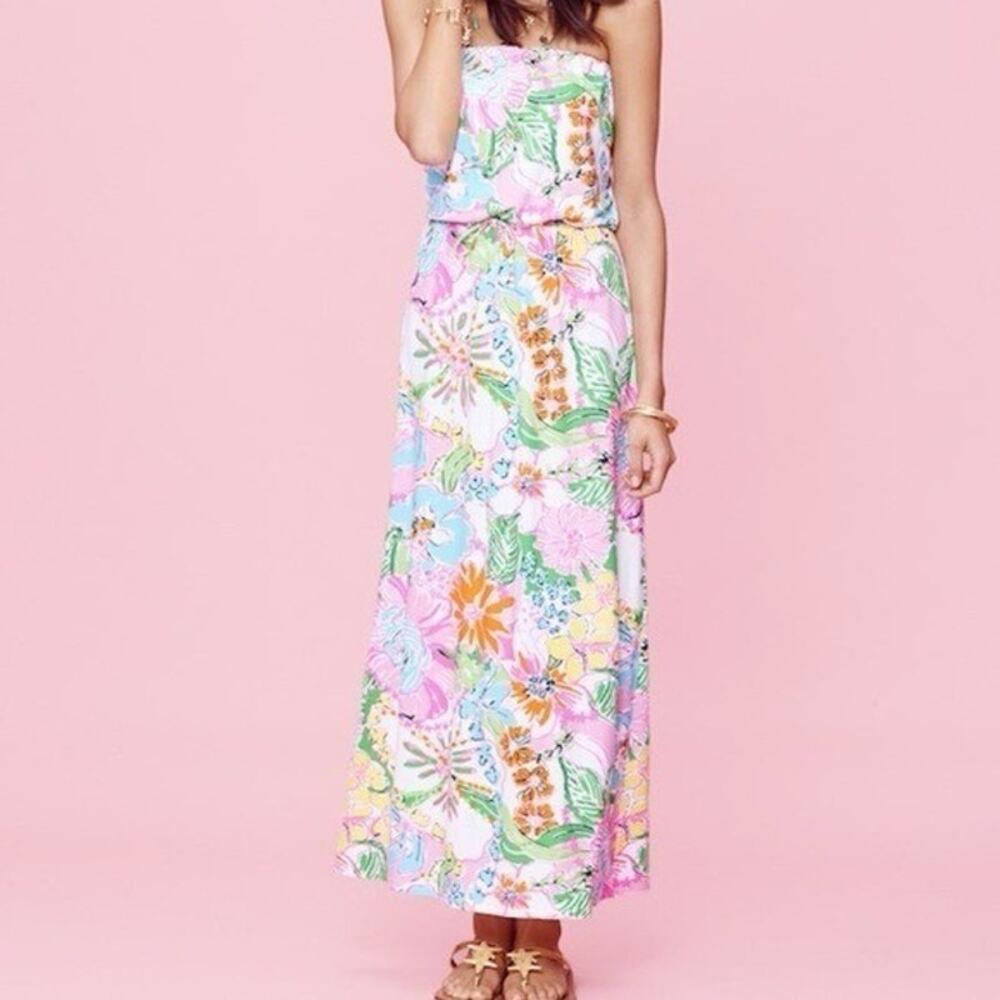 NWT Lilly Pulitzer For Target Women’s Multicolor Strapless Maxi Dress Size XS